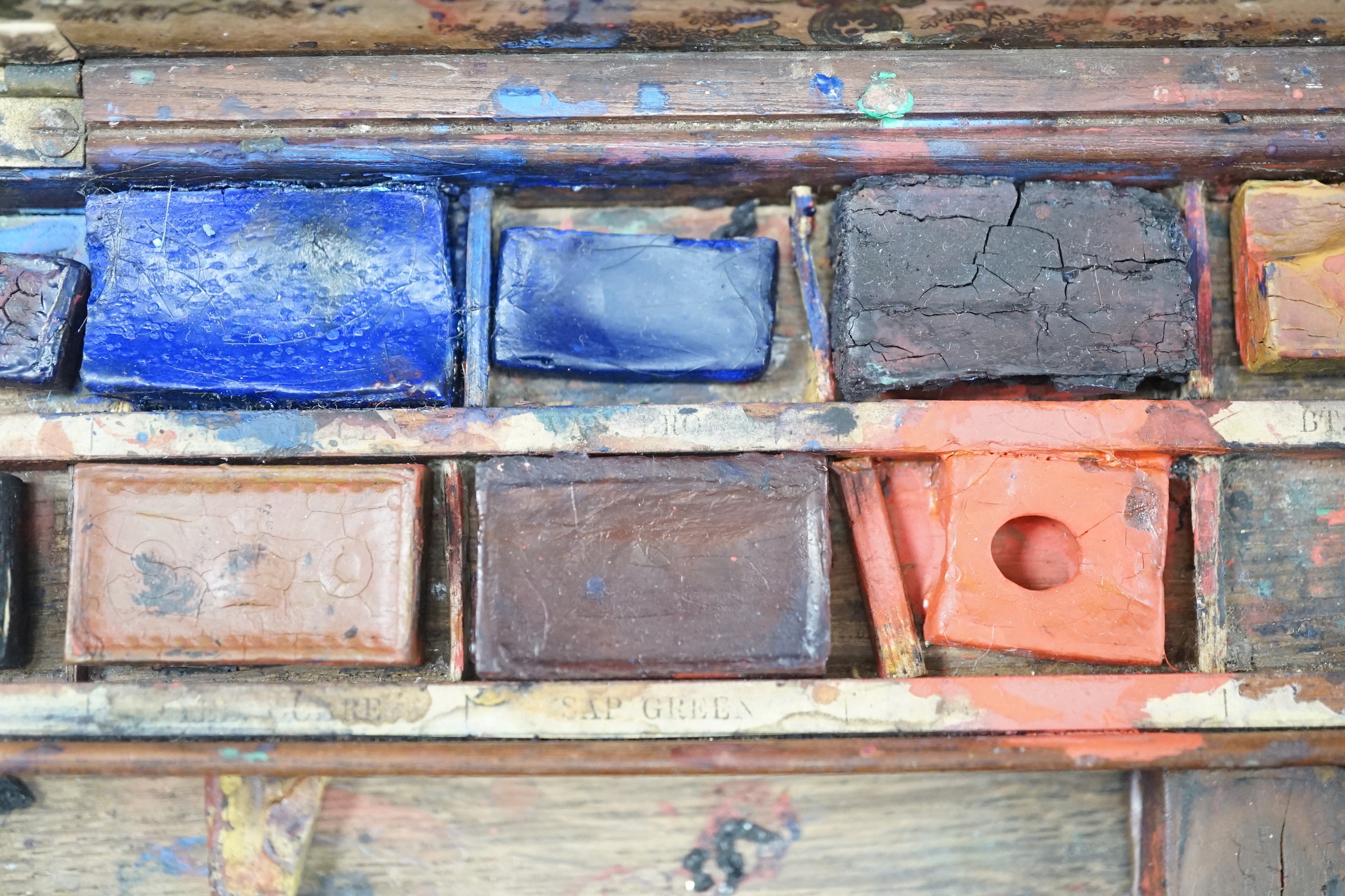 A mid 19th century Ackermann & Co. watercolour box